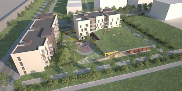 Concours conception-réalisation de 40 logements neufs BBC et d’une crèche passive de 50 places quartier Beaulieu à Caen (14)